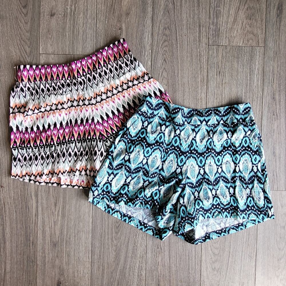 Wildfox Pull On Multi-coloured Boho Women's S Shorts, Pockets, 2 Pair